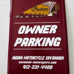 Indian Motorcycle Owner Parking Sign - Red